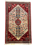 Tappeto persiano Abadeh 122x77 cm avorio e rosso con disegno geometrico