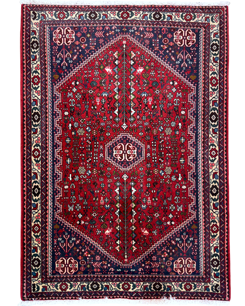 Tappeto persiano Abadeh 150x110 cm rosso con motivi geometrici