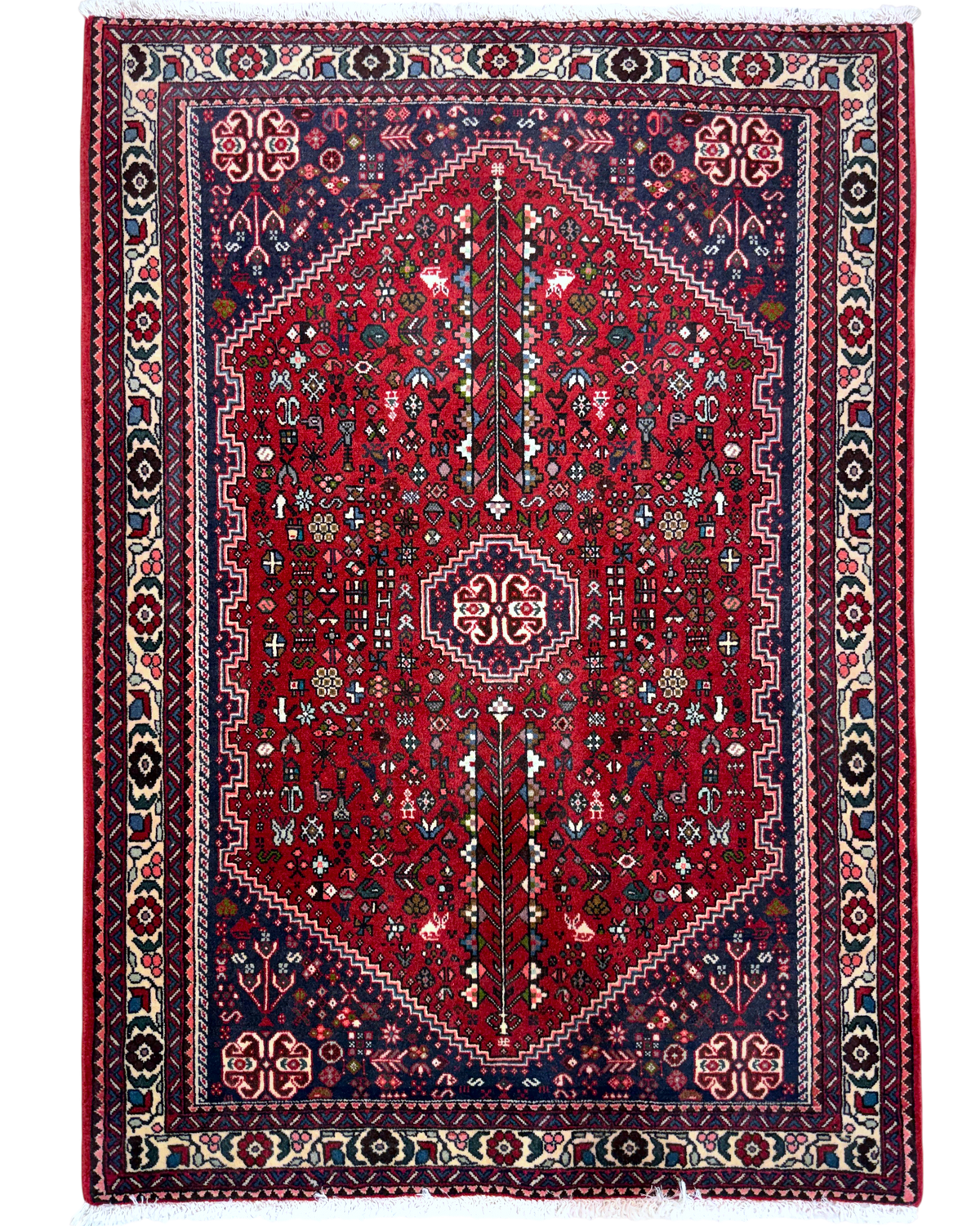Tappeto persiano Abadeh 150x110 cm rosso con motivi geometrici