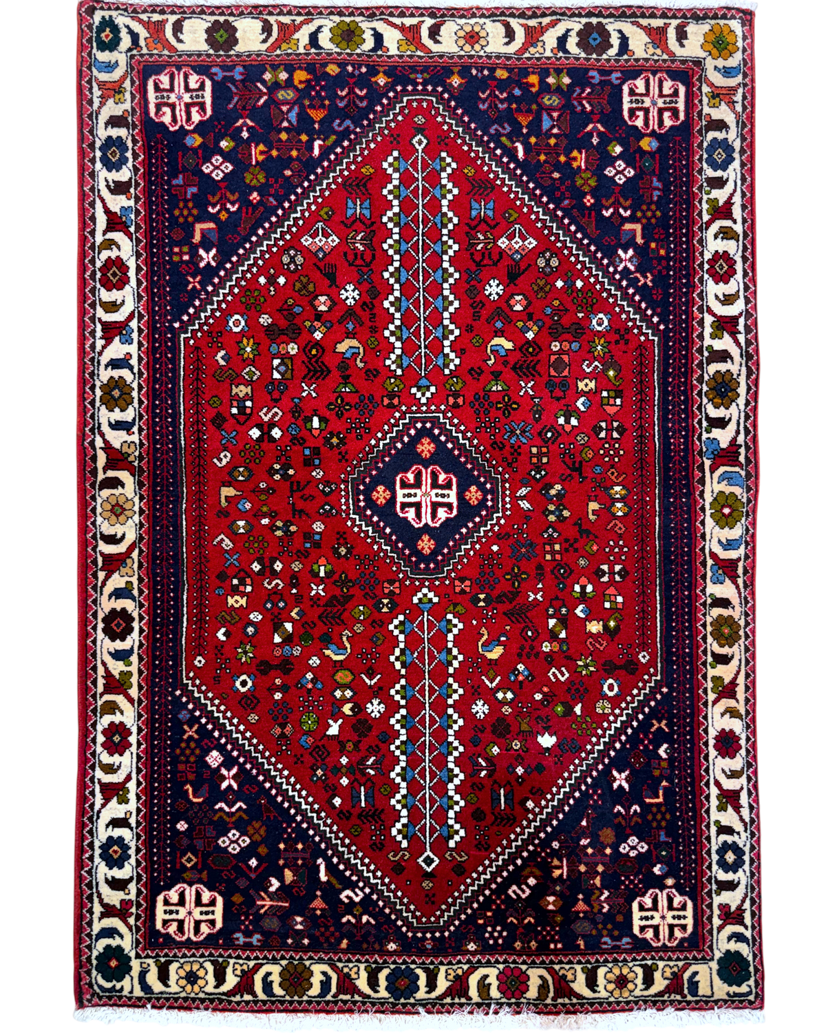 Tappeto persiano Abadeh 153x105 cm rosso con disegno geometrico