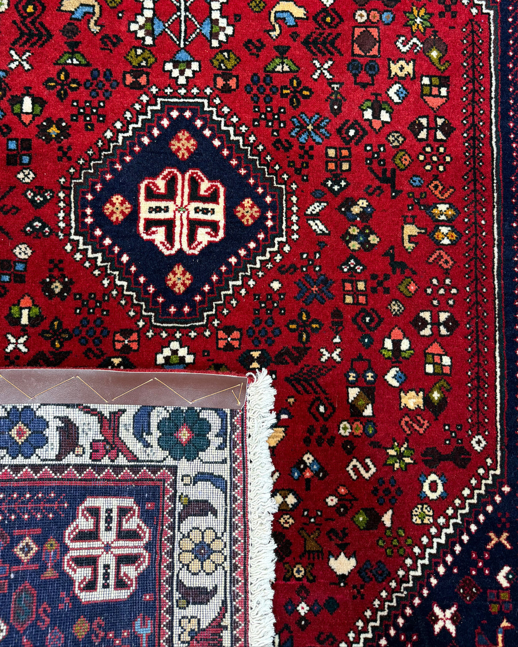 Tappeto persiano Abadeh 153x105 cm rosso con disegno geometrico