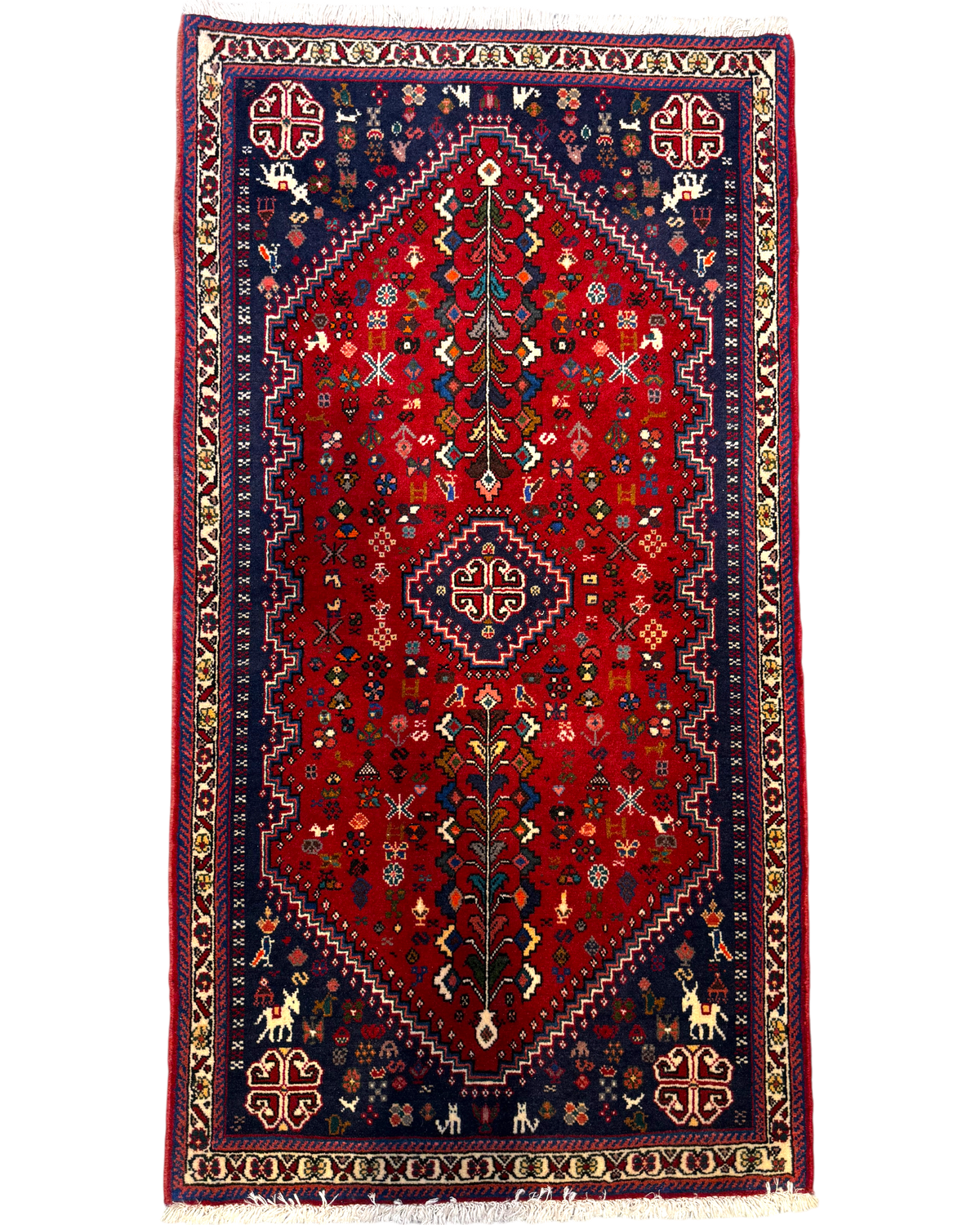 Tappeto persiano Abadeh 145x78 cm rosso con disegno geometrico
