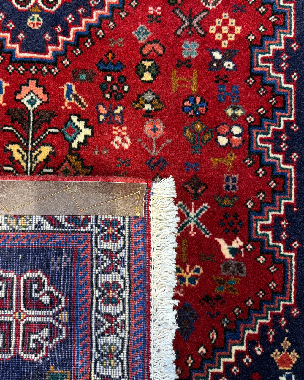 Tappeto persiano Abadeh 145x78 cm rosso con disegno geometrico