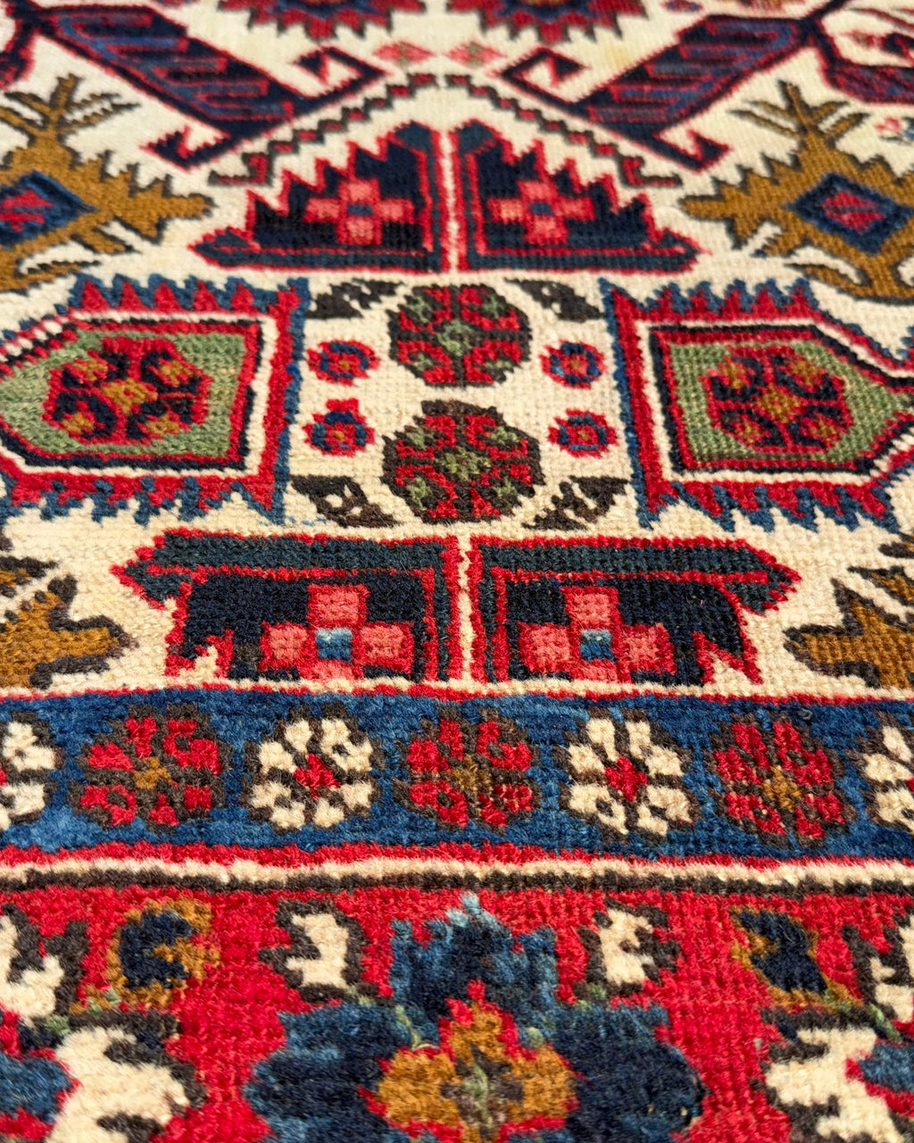Tappeto persiano Ardebil 118x81 cm avorio e rosso con motivi geometrici