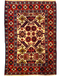 Tappeto persiano Ardebil 118x81 cm avorio e rosso con motivi geometrici