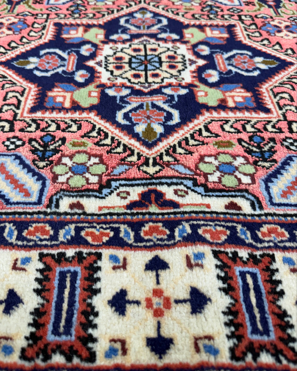 Tappeto persiano Ardebil fondo seta 151x100 cm rosa e blu