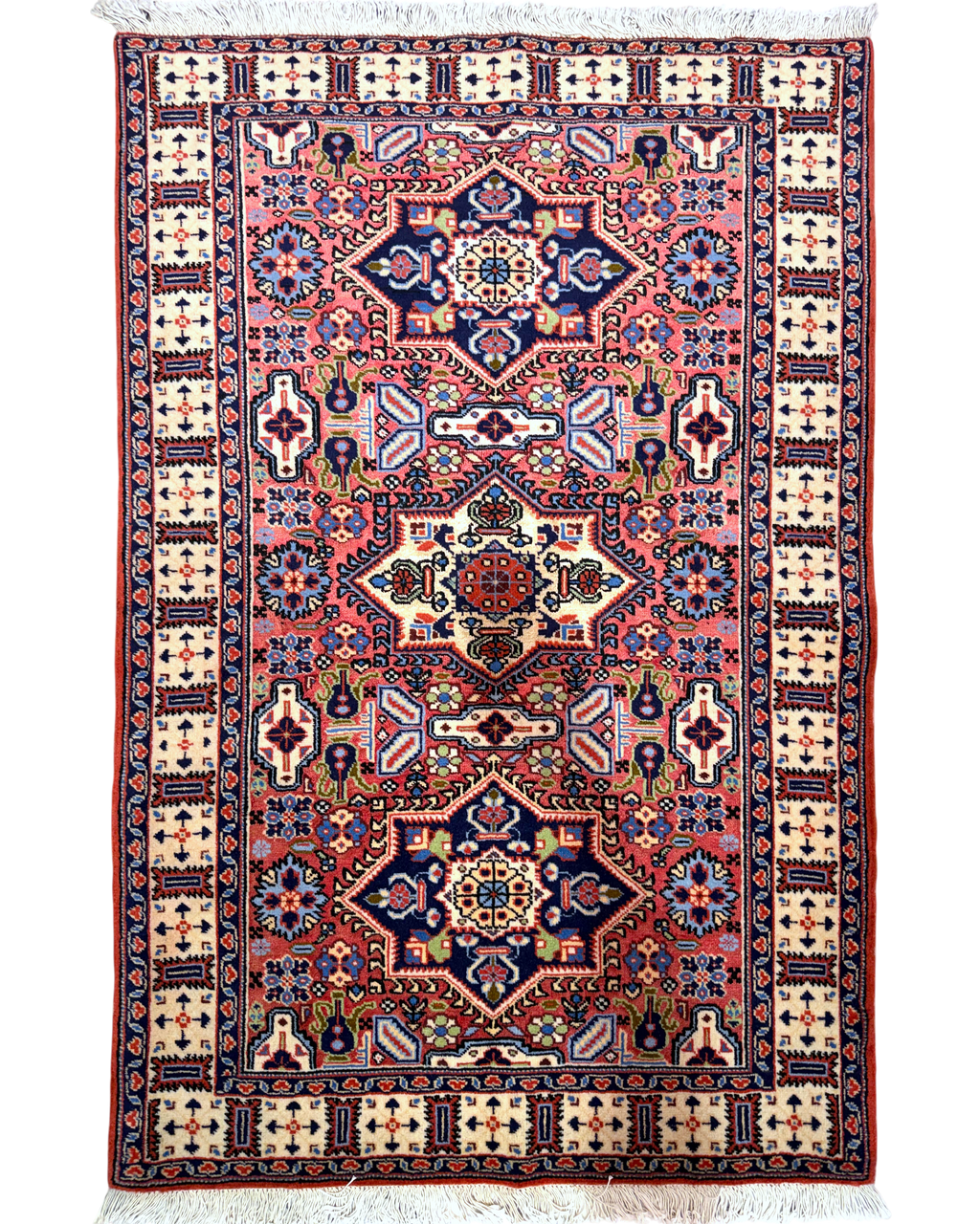 Tappeto persiano Ardebil fondo seta 151x100 cm rosa e blu