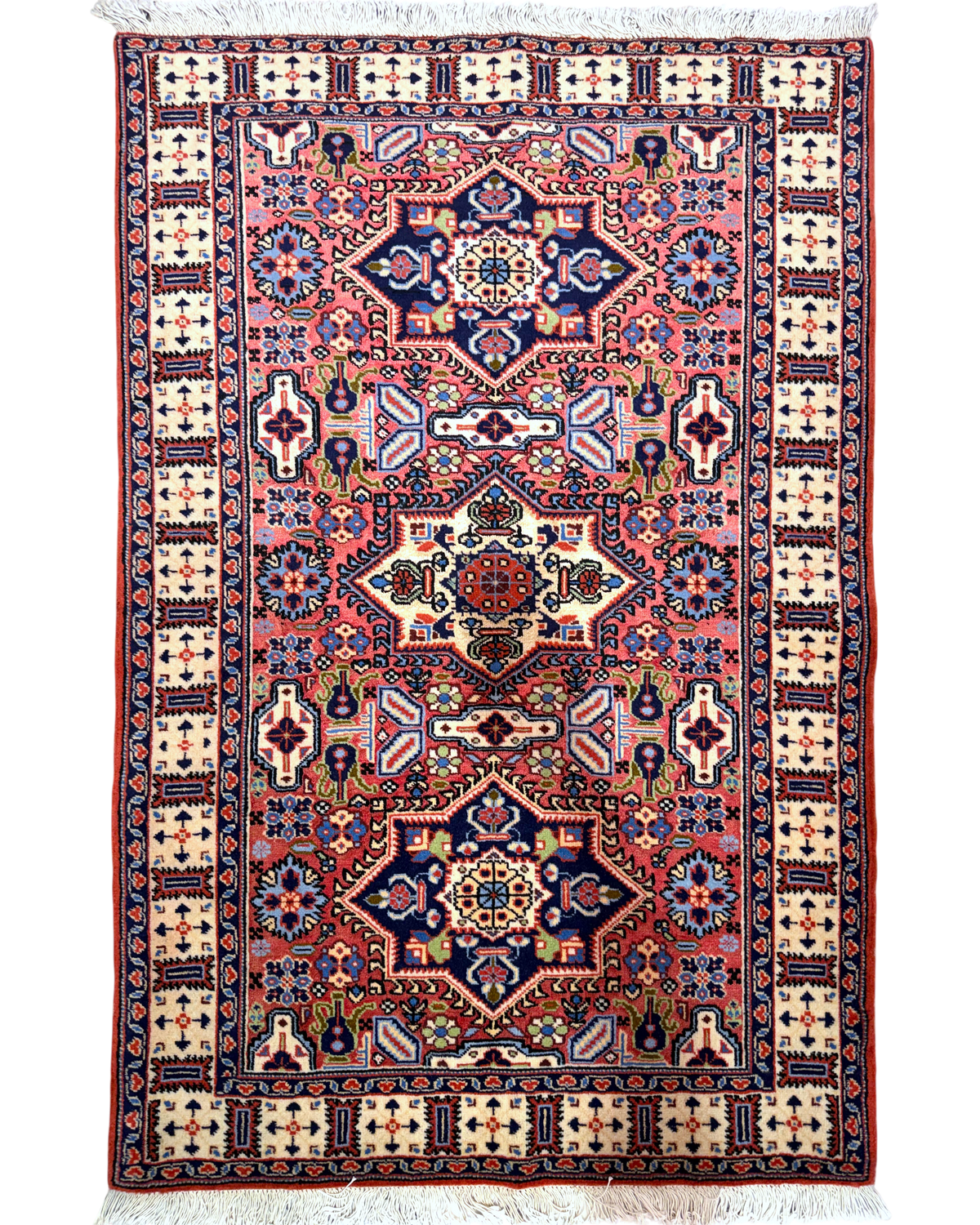 Tappeto persiano Ardebil fondo seta 151x100 cm rosa e blu
