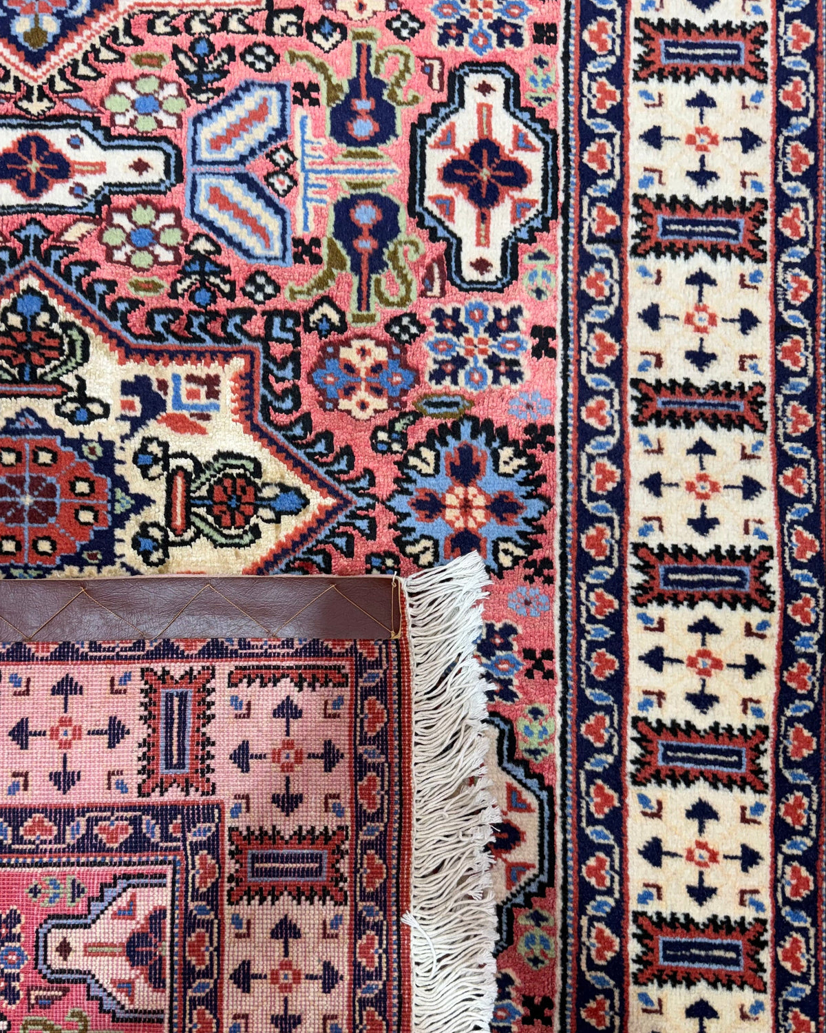 Tappeto persiano Ardebil fondo seta 151x100 cm rosa e blu