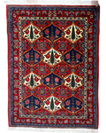 Tappeto persiano Baktiari 138x104 cm rosso e blu con motivi floreali geometrici