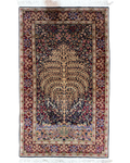 Tappeto persiano Berkana 152x92 cm blu con motivo ad albero e bordura bordeaux