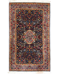 Tappeto Berkana 154x92 cm blu scuro e azzurro con medaglione centrale