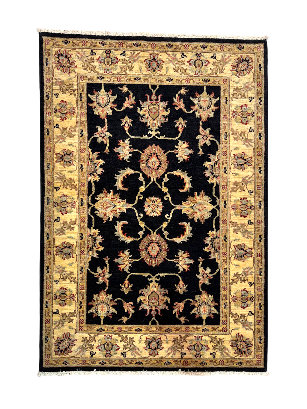 Tappeto Choobi 150x102 cm nero e beige con motivi floreali