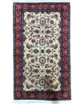 Tappeto Doppio Nodo 155x94 cm crema e rosso con motivi floreali