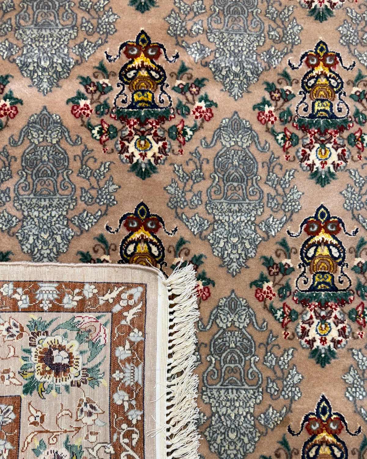Tappeto persiano Esfahan 150x108 cm beige e marrone con motivi floreali