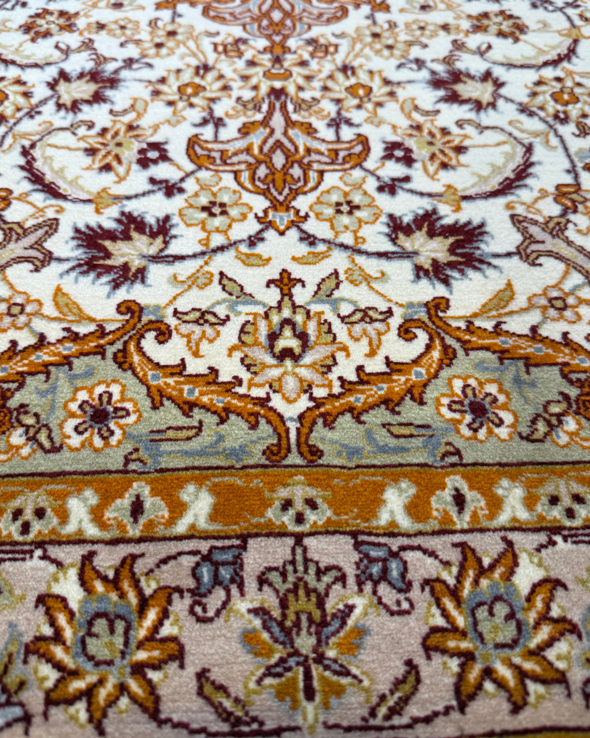 Tappeto persiano Esfahan misto seta 110x71 cm avorio con medaglione