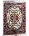 Tappeto persiano Esfahan misto seta 155x107 cm crema e rosso
