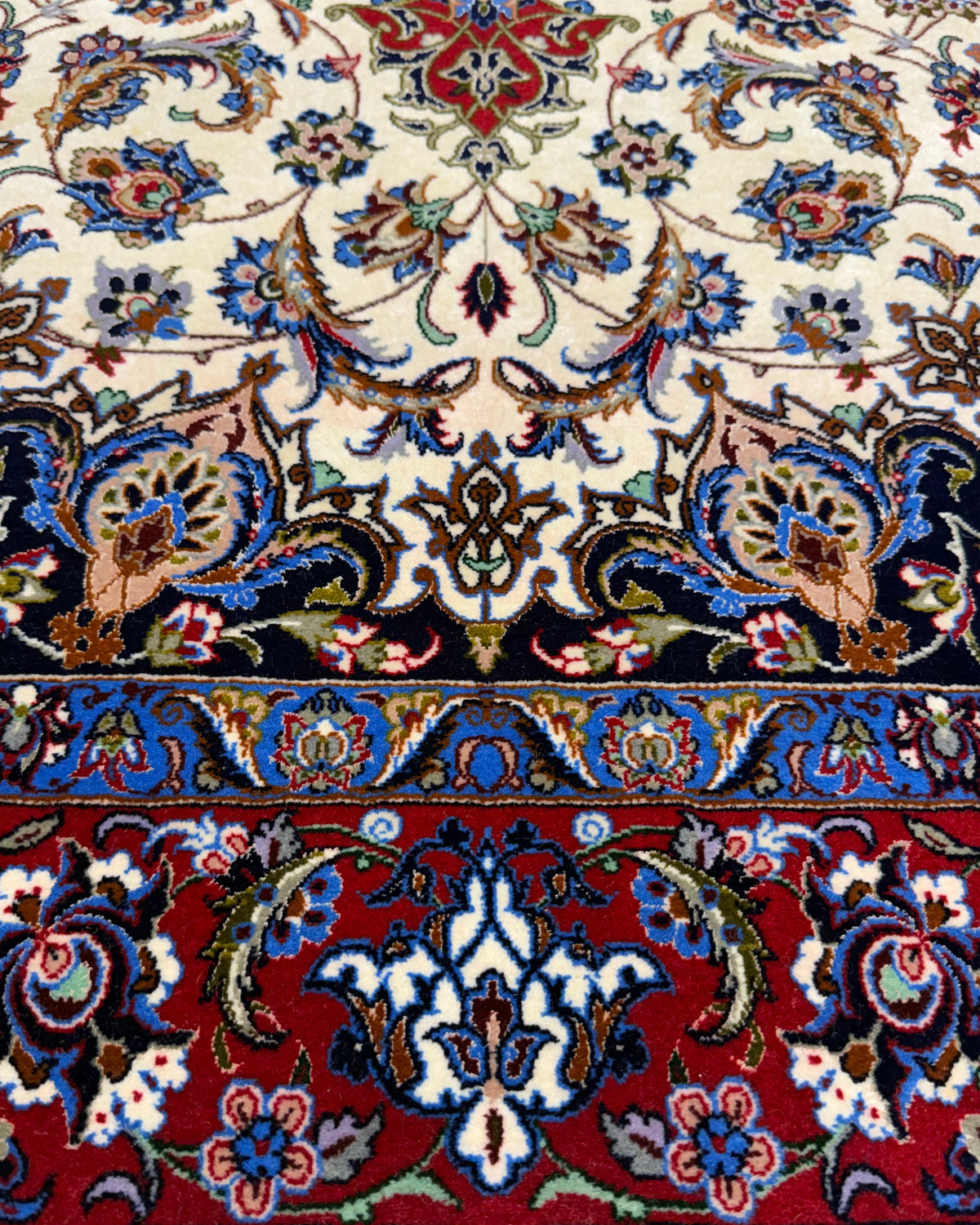 Tappeto persiano Esfahan misto seta 172x113 cm rosso e crema con medaglione floreale