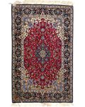 Tappeto persiano Esfahan misto seta 173x110 cm rosso con medaglione centrale