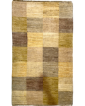 Tappeto persiano Gabbeh 155x92 cm beige con disegno geometrico a riquadri