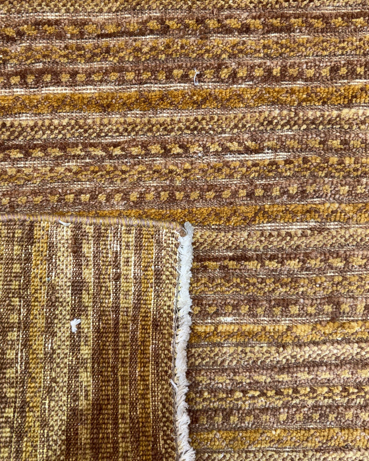 Tappeto persiano Gabbeh 154x94 cm marrone ocra a fasce orizzontali