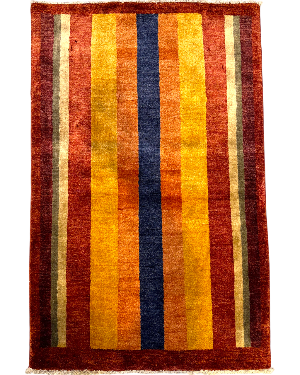 Tappeto persiano Gabbeh 120x76 cm con fasce verticali multicolore