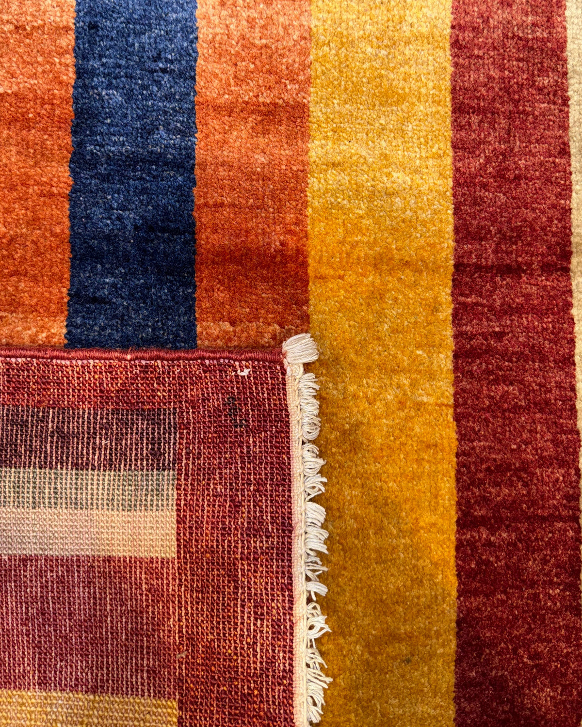 Tappeto persiano Gabbeh 120x76 cm con fasce verticali multicolore