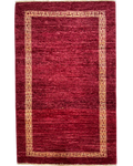 Tappeto persiano Gabbeh 155x97 cm rosso bordeaux con bordura geometrica