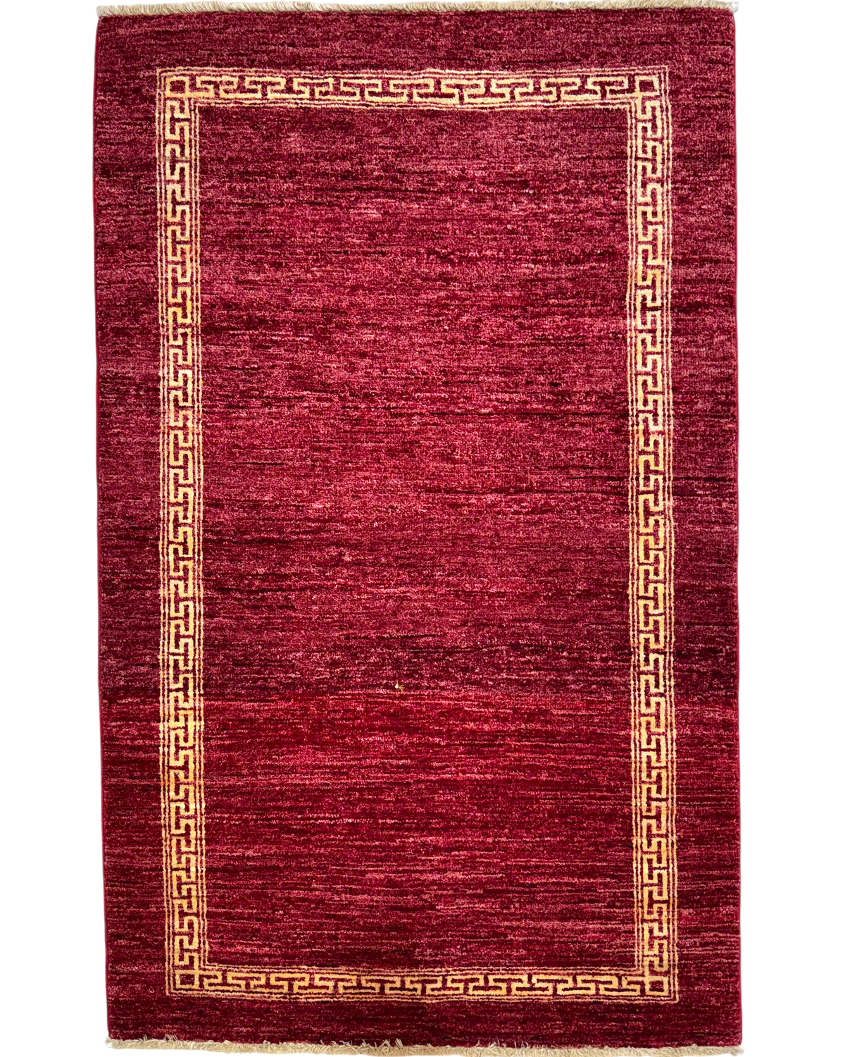 Tappeto persiano Gabbeh 155x97 cm rosso bordeaux con bordura geometrica