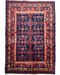 Tappeto persiano Hamedan 161x110 cm blu scuro con motivi geometrici