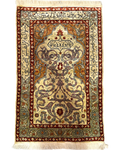 Tappeto Hereke in seta 126x81 cm avorio con motivi floreali