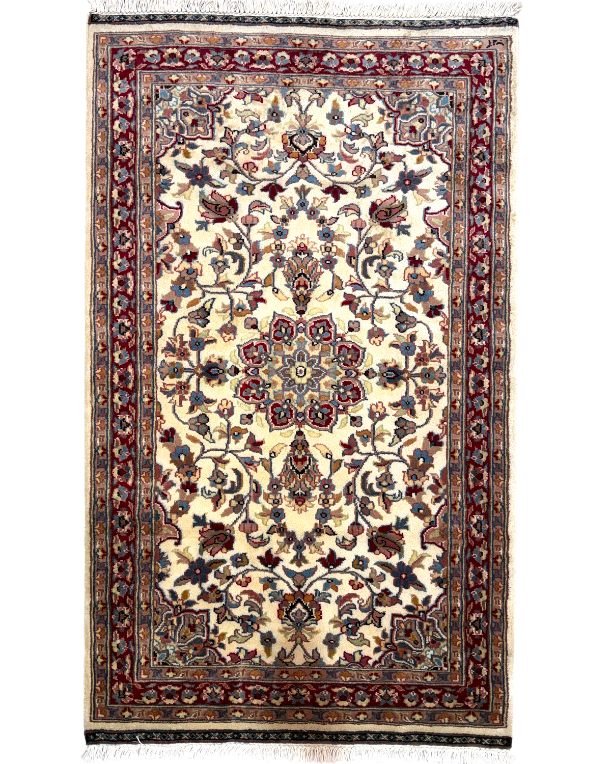 Tappeto Islamabad 156x93 cm avorio con medaglione e motivi floreali