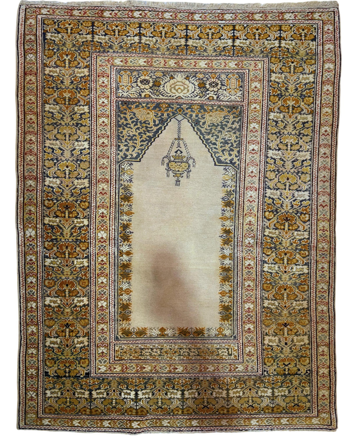 Tappeto Kaisery antico 141x106 cm beige e oro con disegno a nicchia