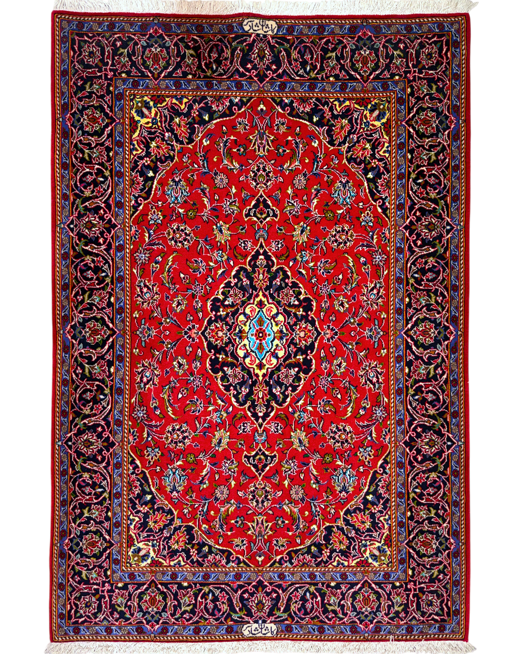 Tappeto persiano Kashan Shad Sar 176x115 cm rosso con medaglione