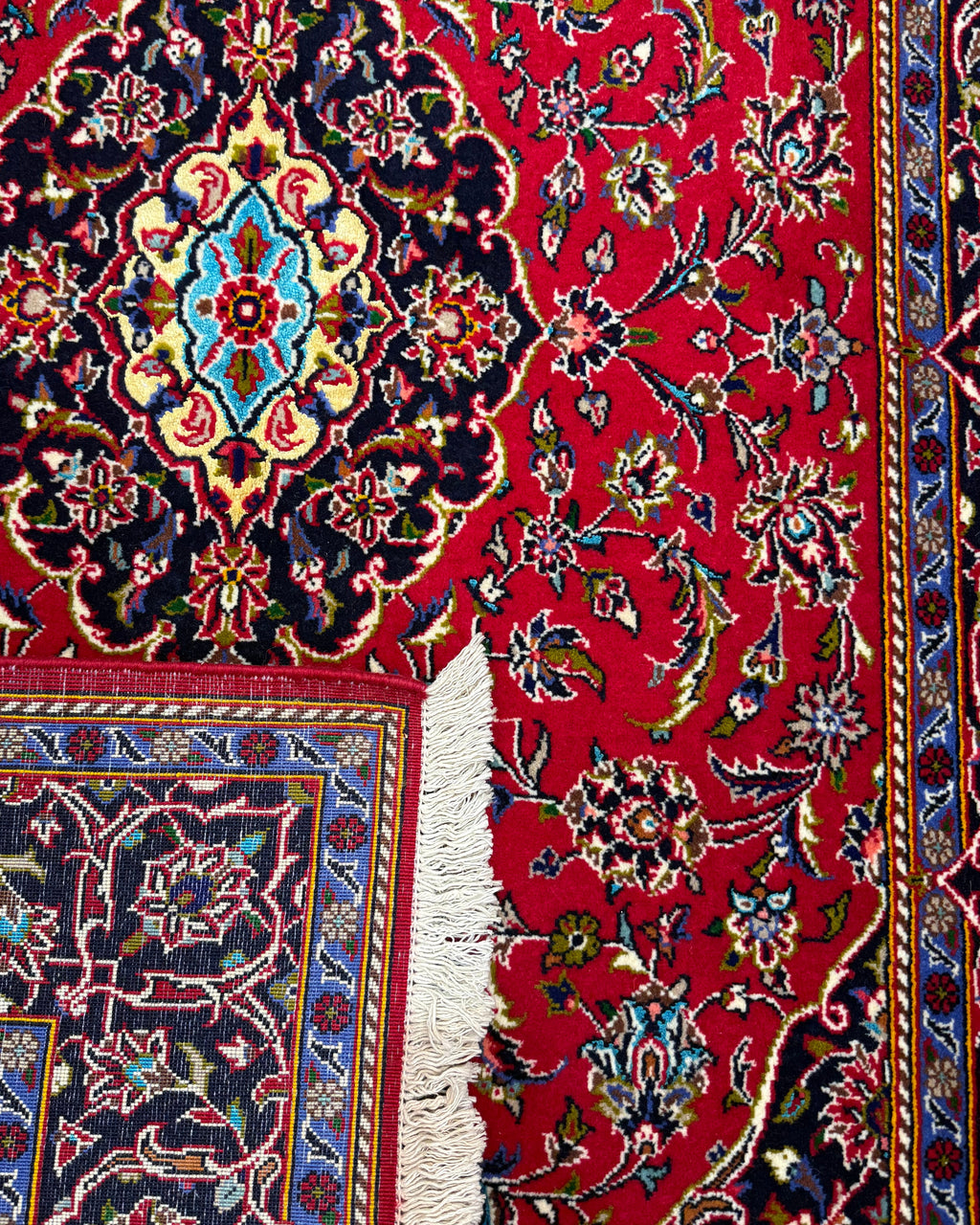 Tappeto persiano Kashan Shad Sar 176x115 cm rosso con medaglione