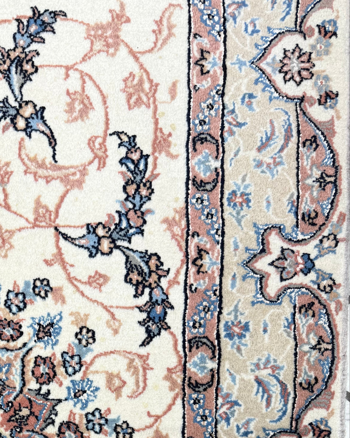 Tappeto persiano Kashan 157x106 cm crema con medaglione floreale