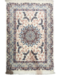 Tappeto persiano Kashan 157x106 cm crema con medaglione floreale