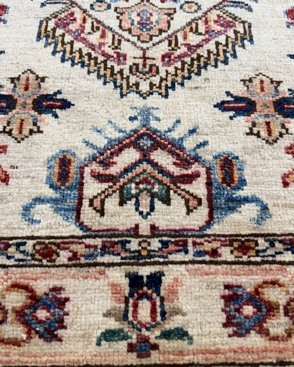 Tappeto Kazak 156x97 cm avorio con medaglioni geometrici policromi