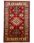 Tappeto Kazak 141x91 cm rosso con medaglioni geometrici policromi