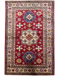 Tappeto Kazak 148x99 cm rosso con tre medaglioni geometrici