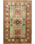 Tappeto Kazak 153x100 cm verde acqua con medaglioni geometrici