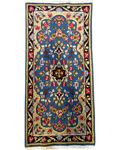 Tappeto persiano Kerman Raver 130x60 cm azzurro con motivi floreali
