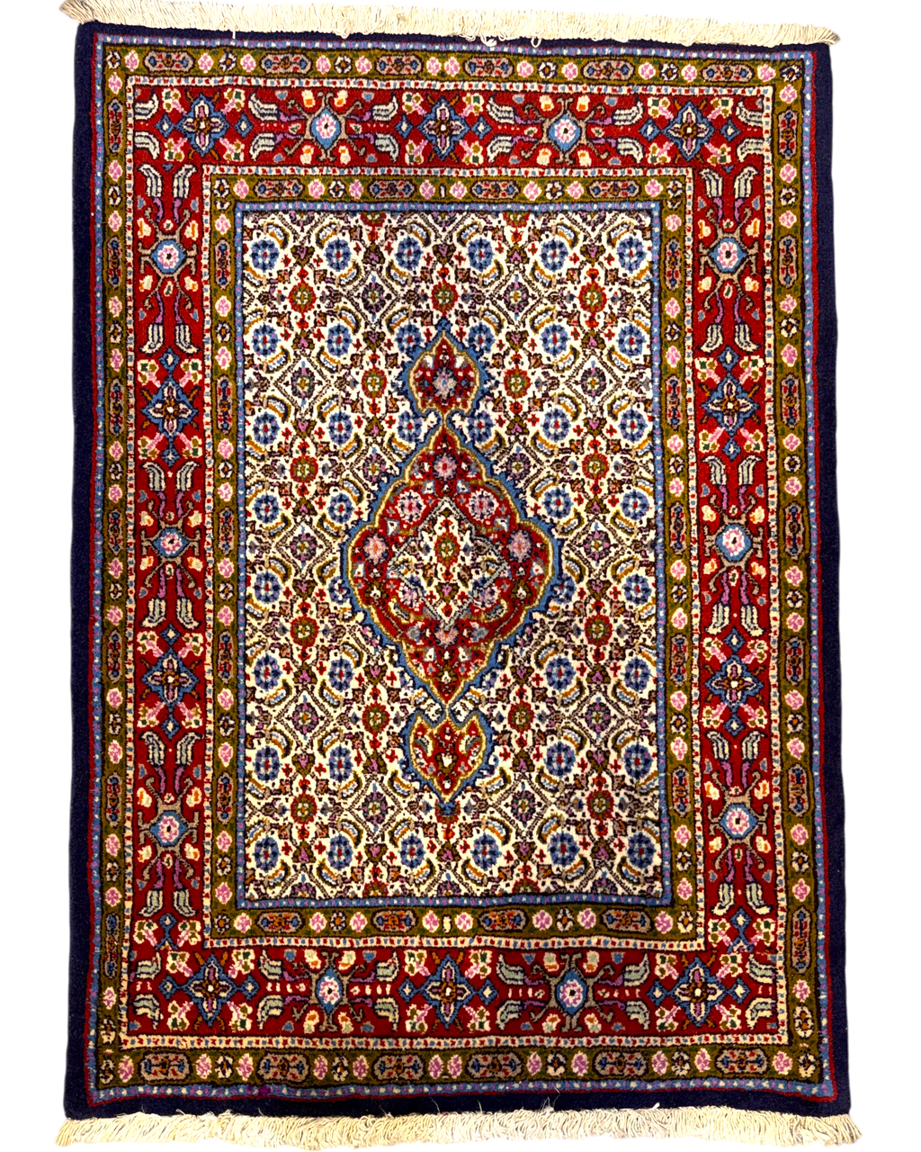 Tappeto persiano Mud 113x83 cm avorio con medaglione centrale