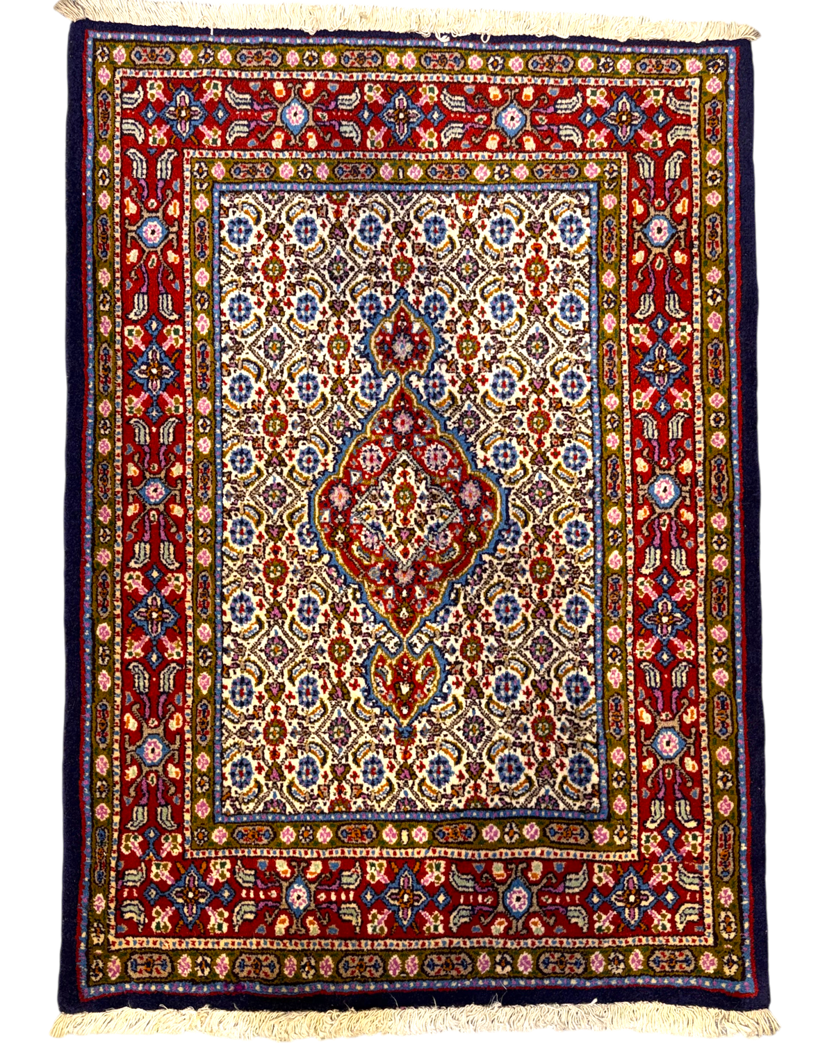 Tappeto persiano Mud 113x83 cm avorio con medaglione centrale