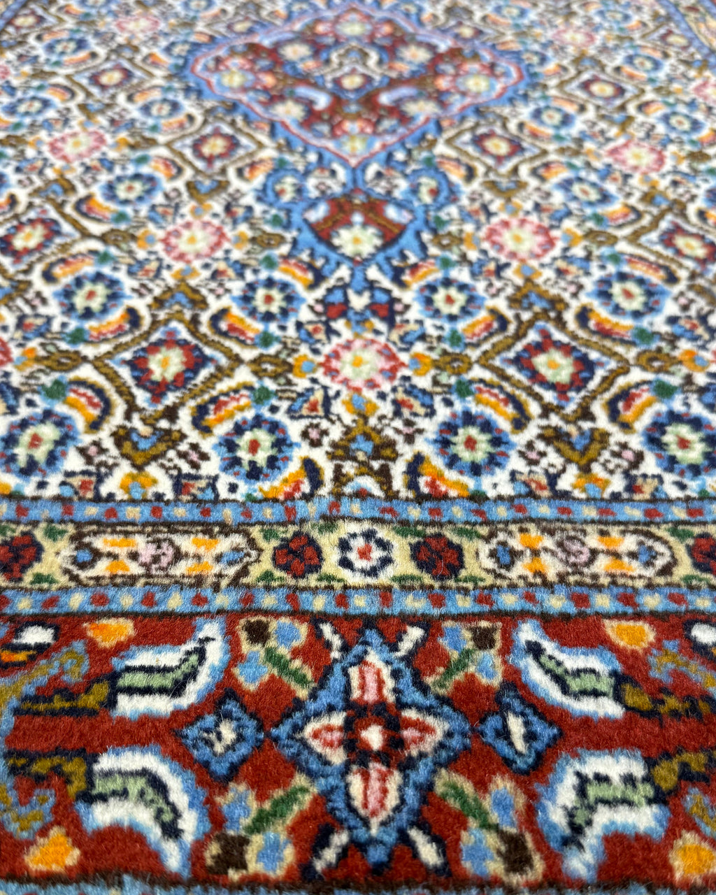 Tappeto persiano Mud 114x77 cm avorio con medaglione centrale
