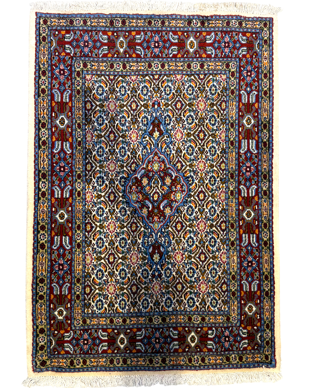 Tappeto persiano Mud 114x77 cm avorio con medaglione centrale
