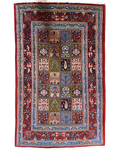 Tappeto persiano Mud 150x100 cm rosso con disegno a riquadri