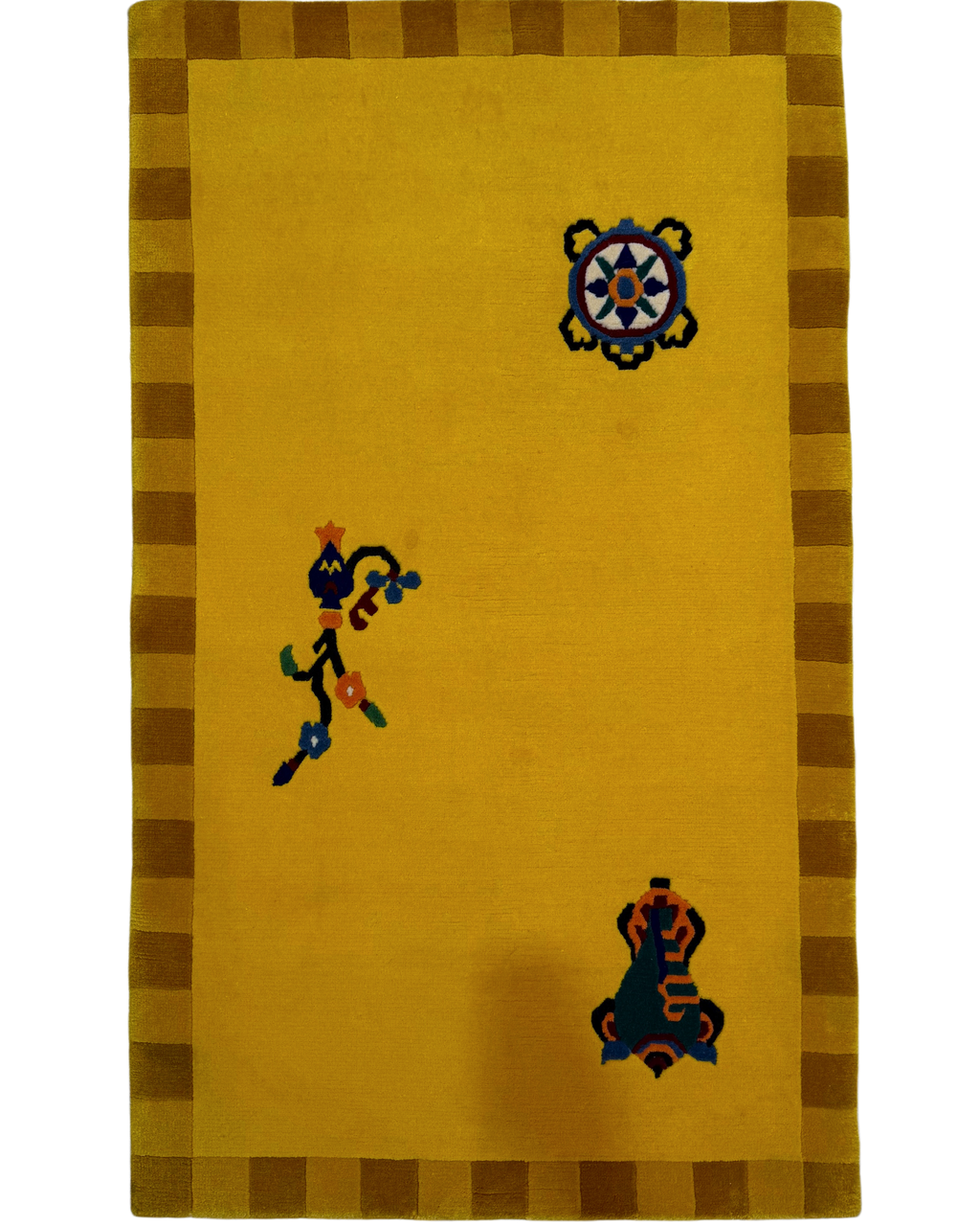 Tappeto Nepal 146x90 cm giallo ocra con motivi decorativi
