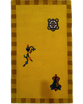 Tappeto Nepal 146x90 cm giallo ocra con motivi decorativi