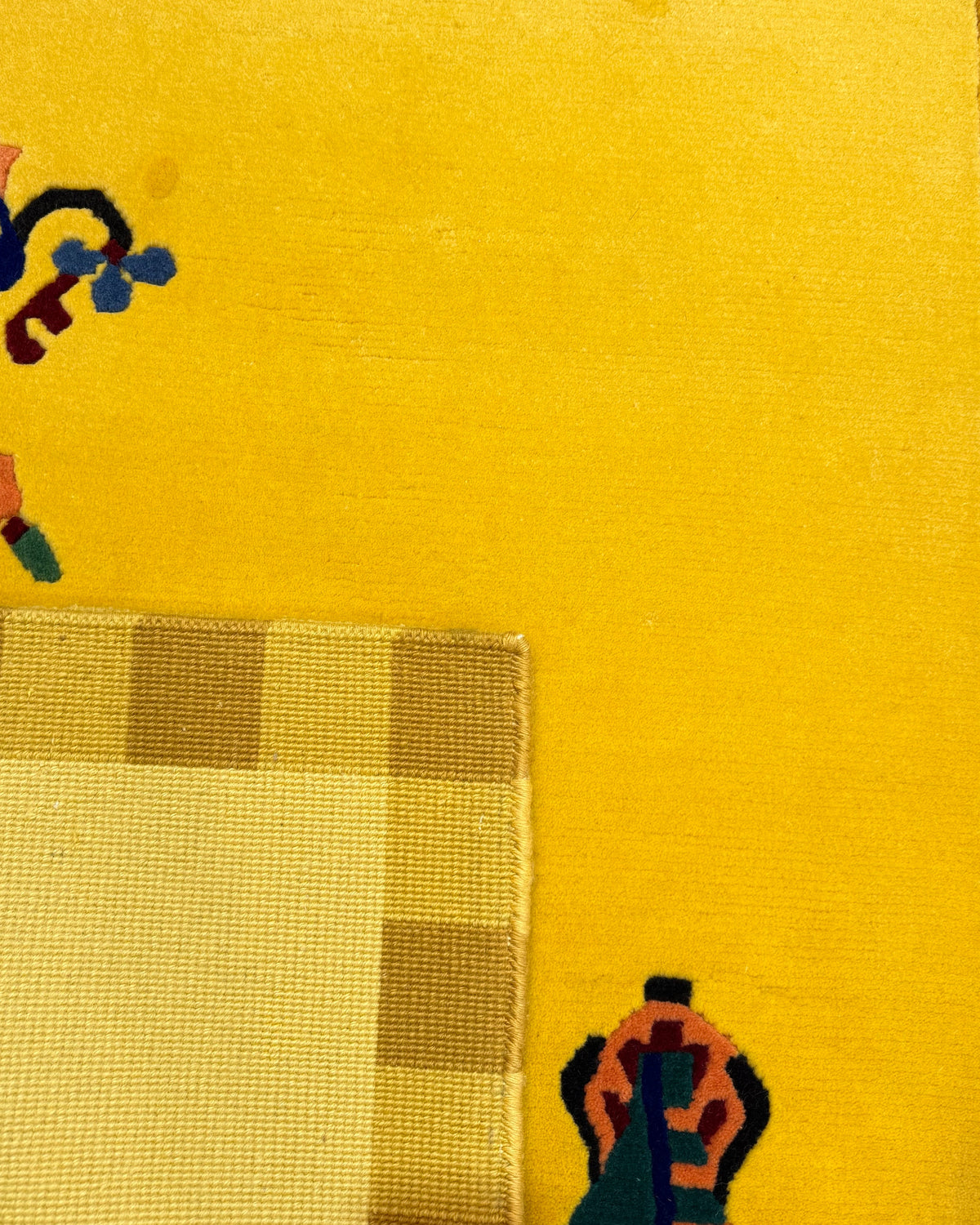 Tappeto Nepal 146x90 cm giallo ocra con motivi decorativi